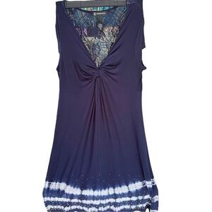INC Women’s Cover Up Dress with Navy Lace in back SZ S Rayon & Spandex with Bott